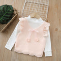 Spring/summer new girls' tank top with handmade floral bow, sweet knitted vest, girls' spring/summer outfit set