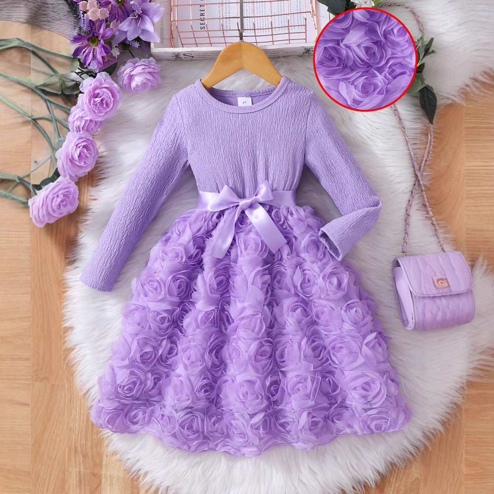 new girls' solid color rose dress