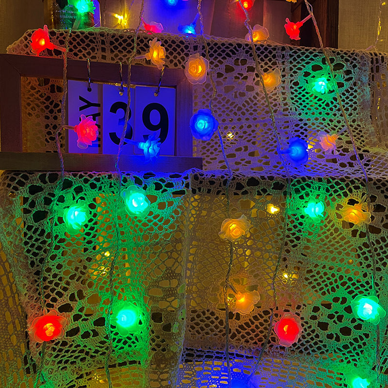 Cross-border new LED simulation rose light string Valentine's Day lights wedding romantic proposal confession decoration flash light