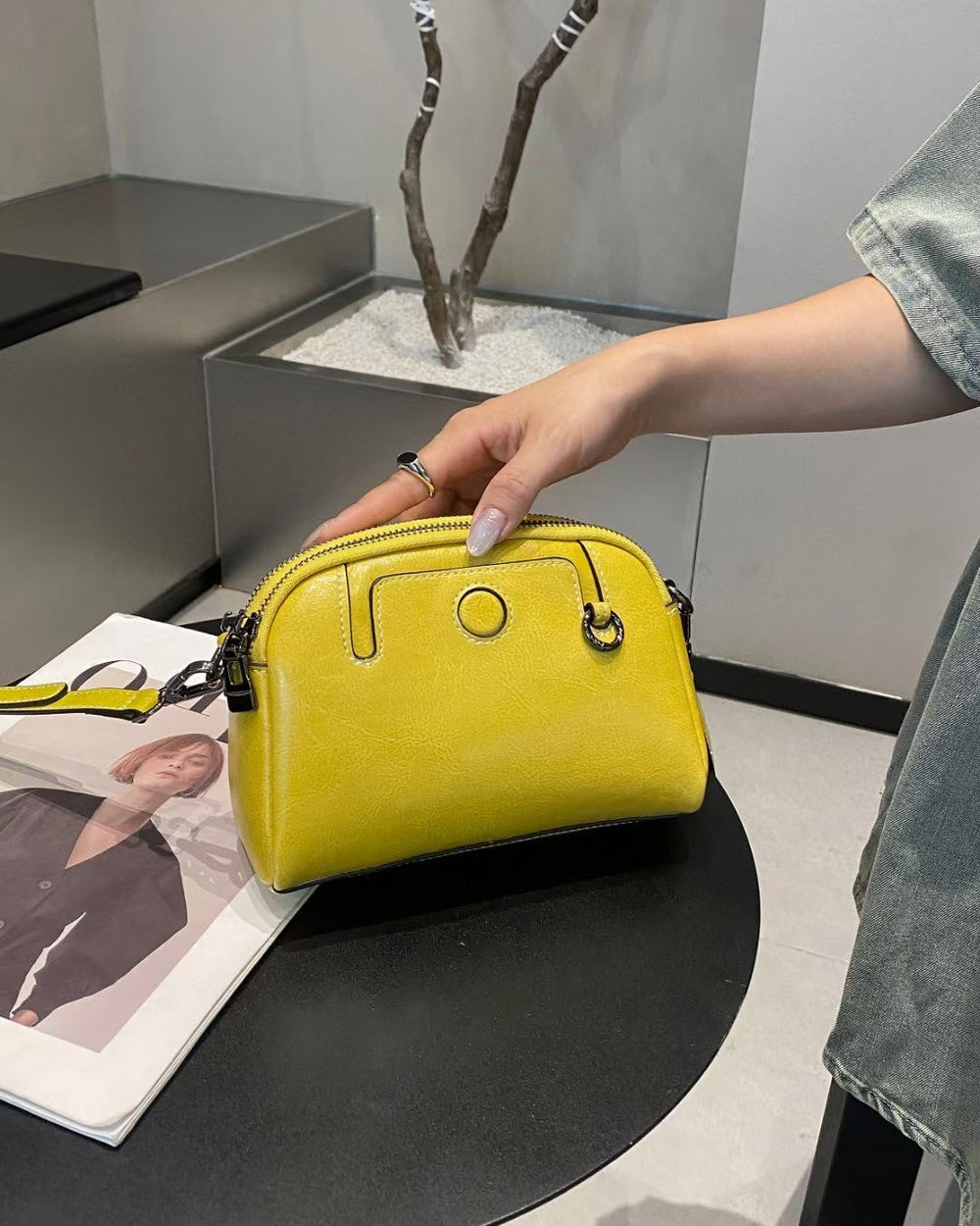 Tc genuine leather women's bag coin mobile phone bag 2025new arrival mahjong bag first layer cowhide single mini shoulder crossbody bag