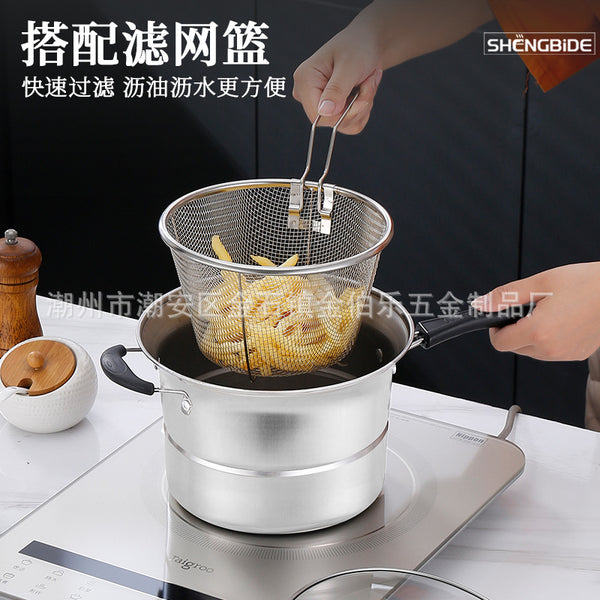 South East Asia Cross-border Stainless Steel Fryer Household Multifunctional Cooking Pot Steaming Fry Cooking Noodle Pot Oil-saving Fryer