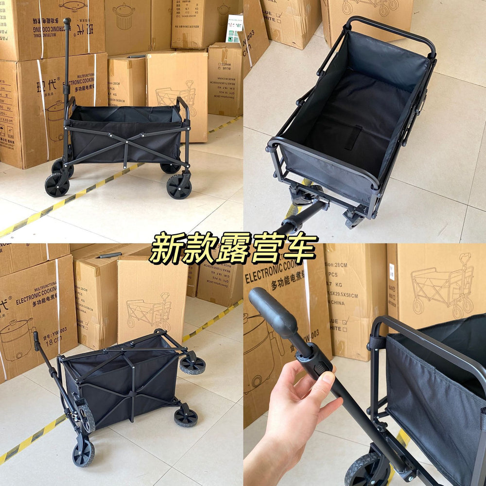 Outdoor camping trailer - foldable, lightweight, adjustable cargo cart/walker - storage style camping cart