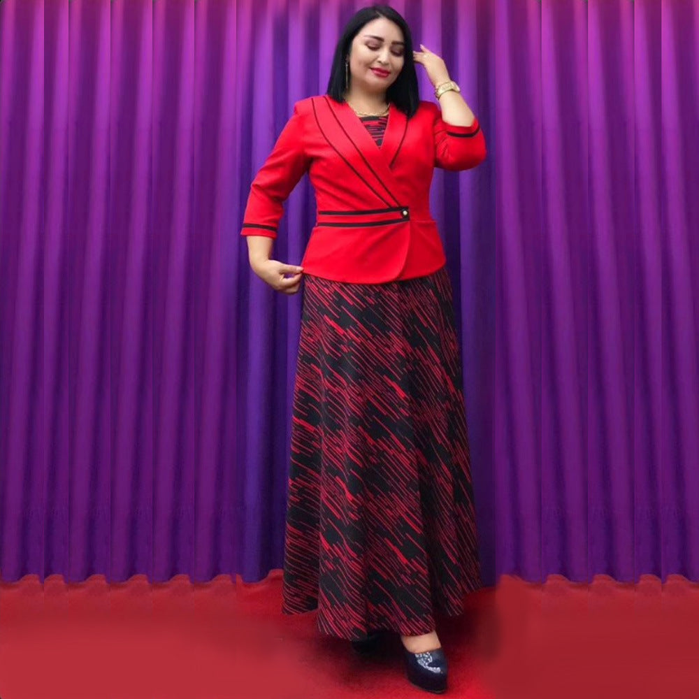 Fashion  elegantwork clothing two-piece set clothing cross-border african women's plus size outweardress