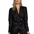 new arrivalfashionfashion socialite v-neck elegant suit outwear double-breasted black sequin silmlongtops