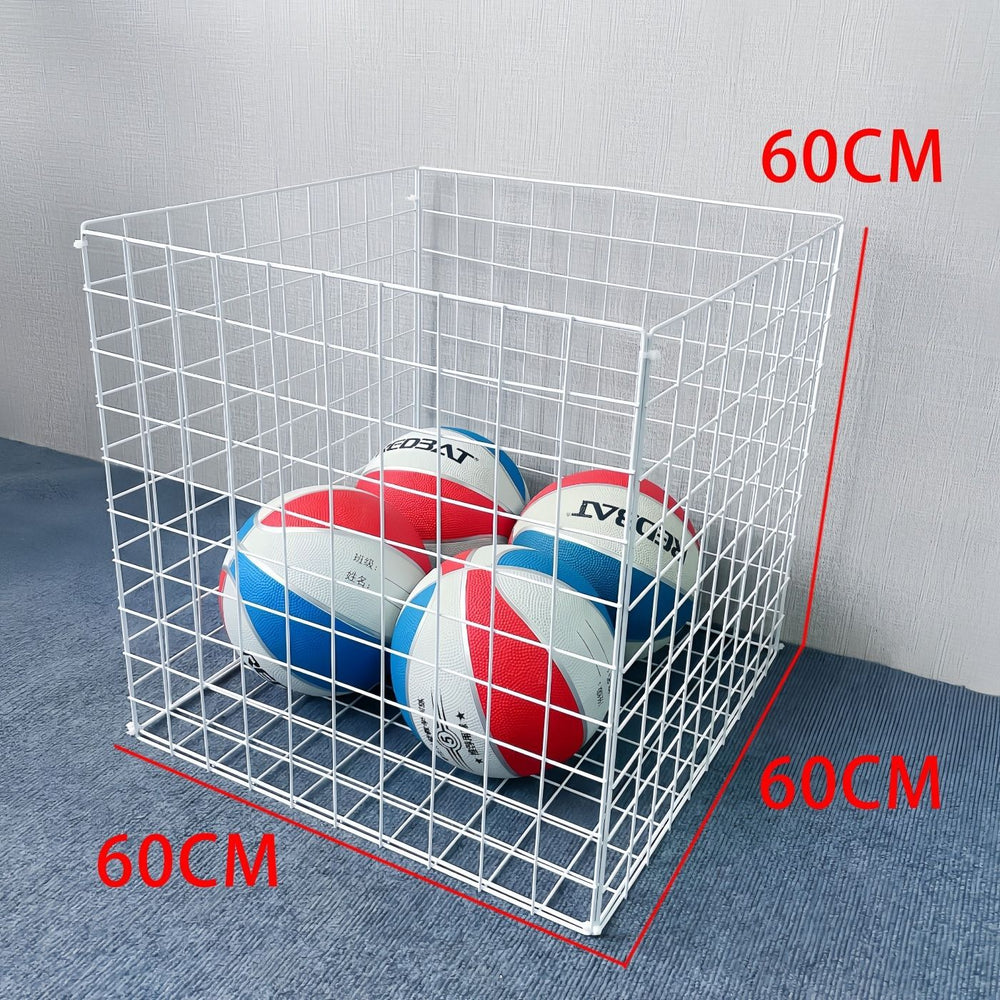 Wrought iron mesh storage basket - portable laundry hamper, organizer, shelf, fruit basket, basketball, yoga mat, and toy storage bin