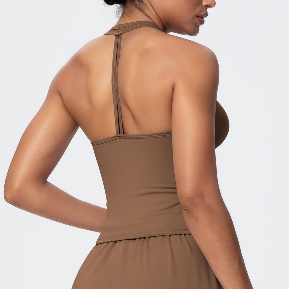 New arrival cross-border pure color brushed quick-drying tight back v neck sports intimates running fitness yoga clothes suspenders for women