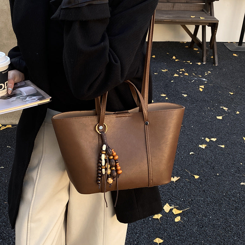 retro bag women's new arrivalfall and winter atmosphere large capacity bucket bag classy sense accessible luxury mother-in-law shoulder bag