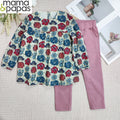 Mamapapas baby girl's spring/autumn casual long-sleeve top + denim pants set (export quality)