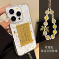 Transparent epoxy gold foil iphone 17 pro max text phone case apple 16 acrylic protective cover 15