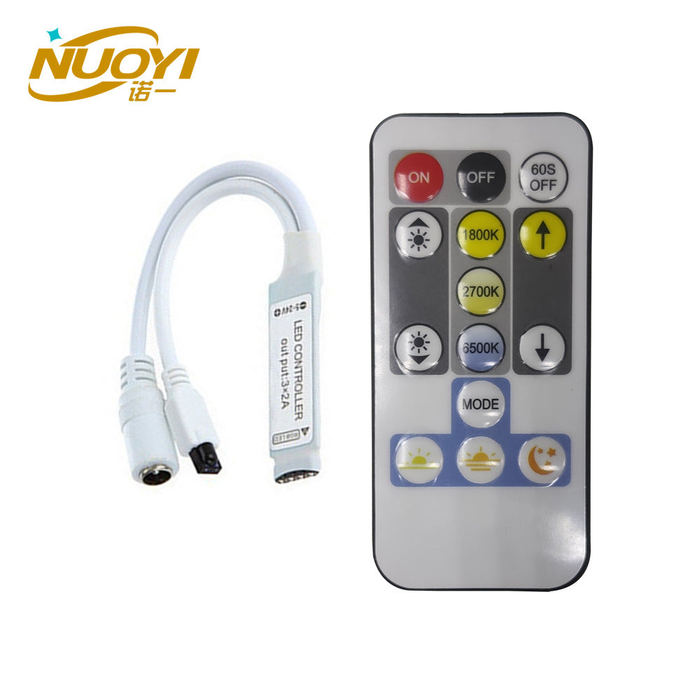 Two-wire two-channel dual-color temperature controller, three-wire COB light with stepless dimmer to adjust brightness LED home improvement lighting