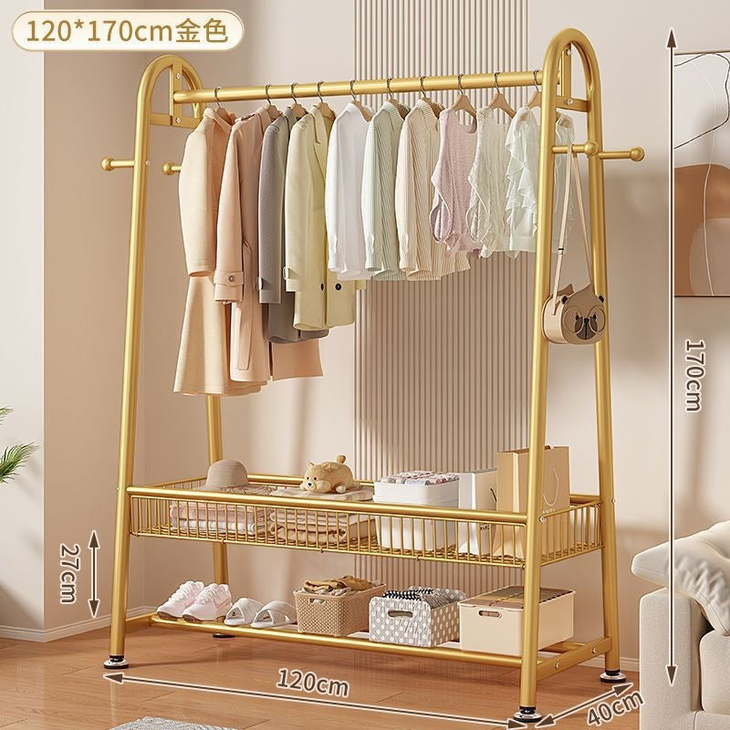 New arrival big mac extra thick floor-standing bedroom clothes hanger for home indoor clothes drying storage coat rack combination