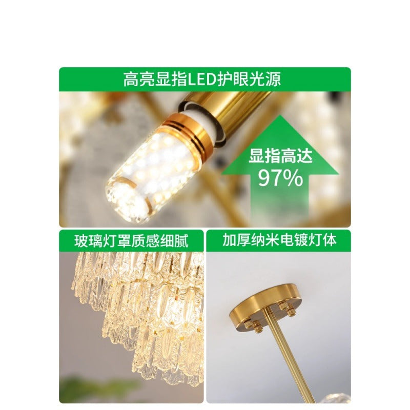 Living room chandelier French simple crystal chandelier dining room master bedroom lighting combination light luxury living room main light 1