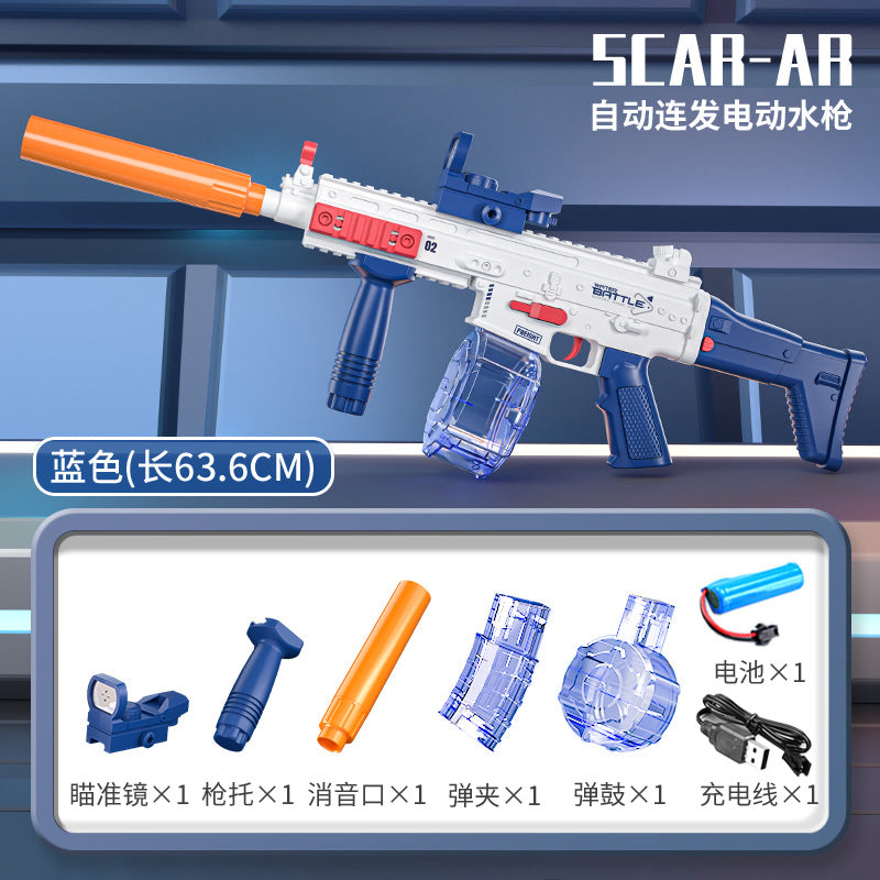 2025 cross-border kids' summer light-up fully automatic burst-fire rechargeable electric water gun glock - water toy for boys
