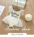 Korean-style ins baby girl swimsuit - cute puffy one-piece mesh swimwear for toddlers and young girls
