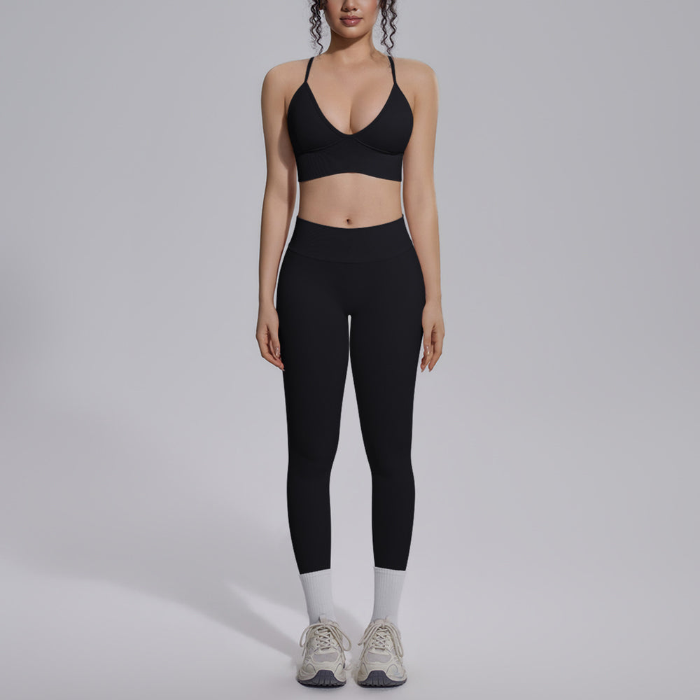 fashionsexy back sports bra suit seamless peach butt quick-drying running fitness yoga suit suit