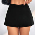 european and american women's clothing  spring/summer new collection: stretch elastic waist slit a-line mini skort - sexy midi skirt