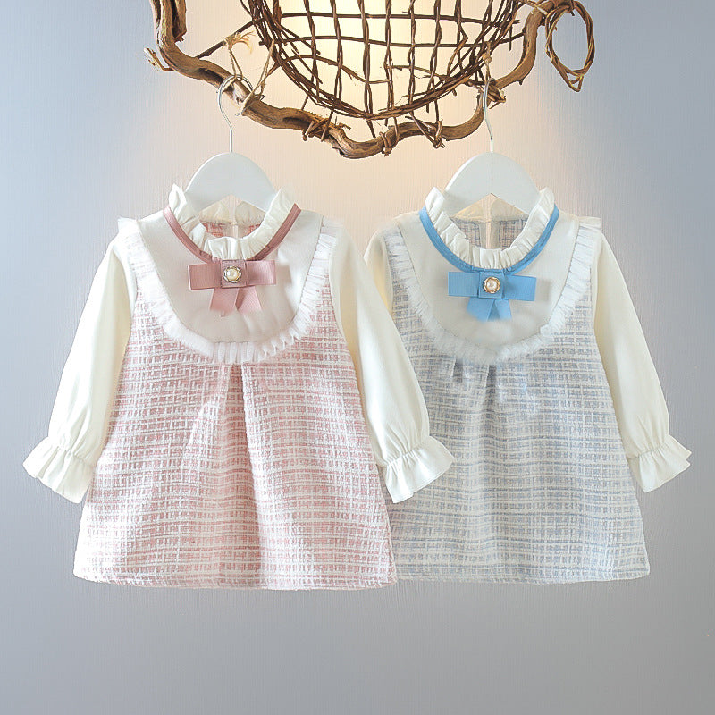 Girls' dress - trendy kids' spring  collection - chanel-inspired princess dress - stylish toddler dress - baby faux two-piece dress