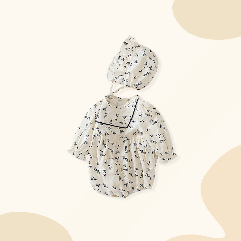 Newborn romper, class a pure cotton,  korean style, floral print baby clothes, spring/autumn infant outfit, trendy girl's ins style