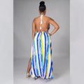 spring european and american cross-border  foreign trade lace-up sexy fashion patterned shorts backless halter two-piece set