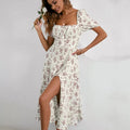 spring new arrival: french floral print backless bodycon cami dress with slit