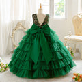 Girls' evening gown with bow detail, open back, light luxury chanel style, high-end children's runway/piano performance dress - in stock