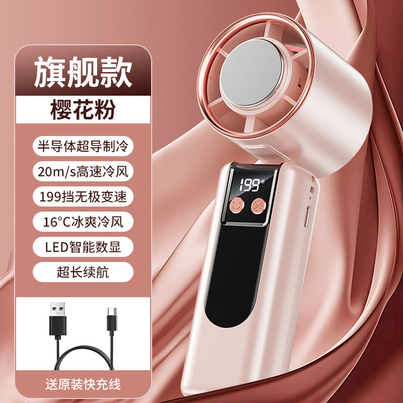 new ice-cooling high-speed fan, semiconductor refrigeration handheld fan, portable rechargeable foldable mini fan