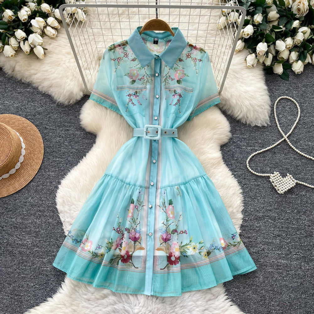 summer new arrival: korean style printed a-line dress - slim fit, waist-defining, elegant, and perfect for work or vacation