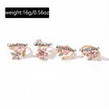 ins pink flower ring set for women, fashionable niche fairy style, sweet and light luxury diamond-encrusted hand jewelry