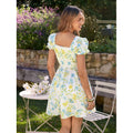 fashionsweetelegant floral casualelegance puff sleeve pastoral style printing holiday dress