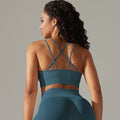 Amazon's new seamless knitted sexy back yoga wear breathable sweat-absorbent running fitness tops sports bra