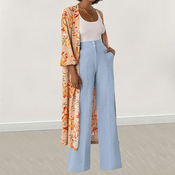 M3239 European and American   women's casual pants temperament elegant commuter trousers versatile fashion wide-leg trousers
