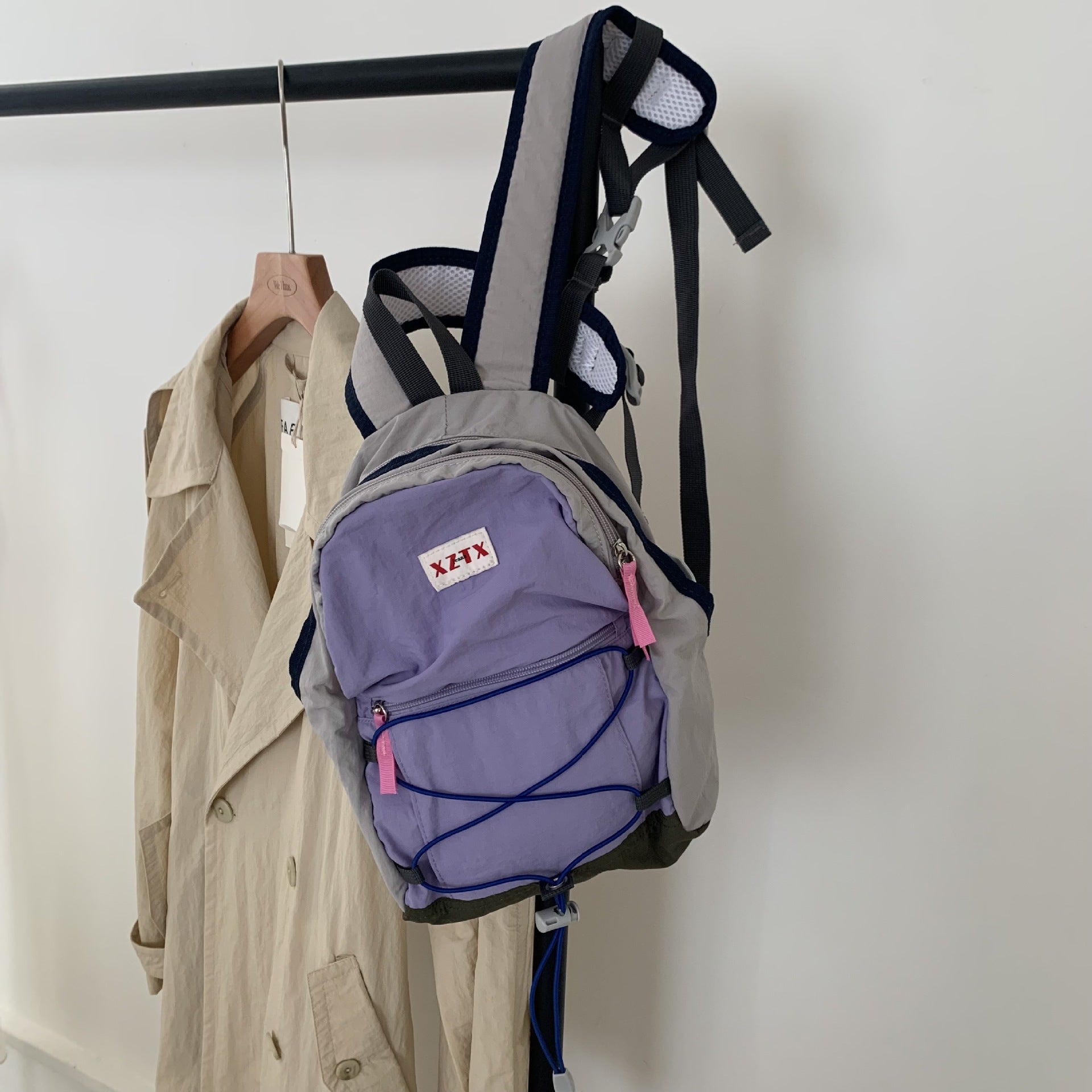 School bag university women's simple backpack nylon mountaineering bag small light cycling sports school bag travel bag