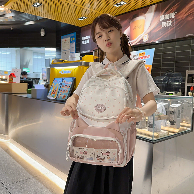 Summer cartoon print cat lightweight tote bag 2025 new fashionable and cute backpack for elementary school students
