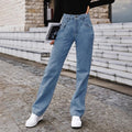 85# pre-sale - 30701#  cross-border fashion women's straight-leg high-waisted slimming denim jeans