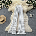 K-stylehigh waist polka dot casualcasualstraight-leg pants for women summer lazy style slimming lookeasiest for matchcasualslimming lookpants