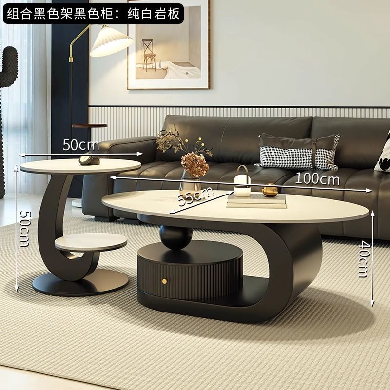 Accessible luxury italian slate coffee table cream style tea table tea table for home living room popular popular simple rental house coffee table