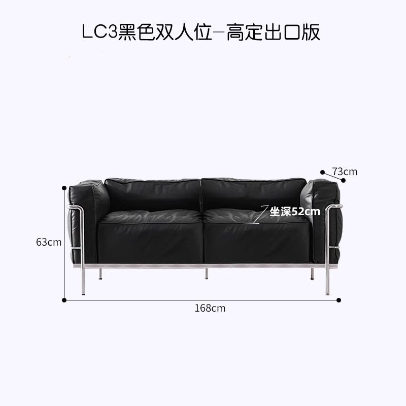 Le corbusier italian lc3 genuine leather sofa casual medieval straight row sofa black oil wax leather sofa