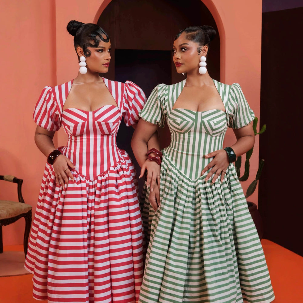 European and american cross-border women's fashion:  summer new arrivals - chic square neck printed striped a-line maxi dress