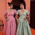 European and american cross-border women's fashion:  summer new arrivals - chic square neck printed striped a-line maxi dress