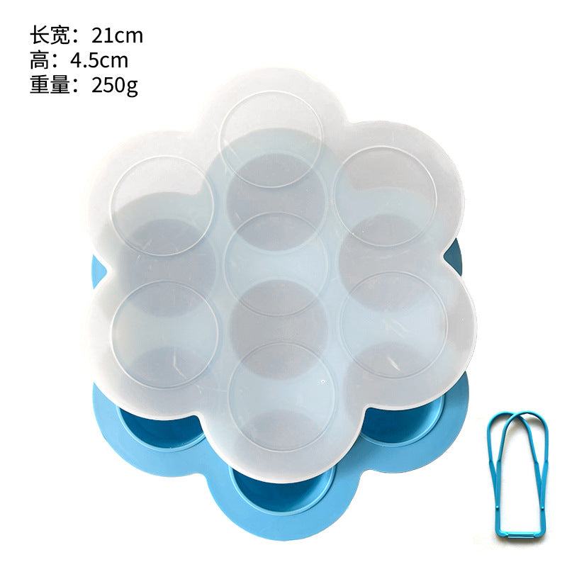 7-Hole silicone complementary food box, ice compartment with lid, baby food crisper, air fryer, pressure cooker, steamed egg mold