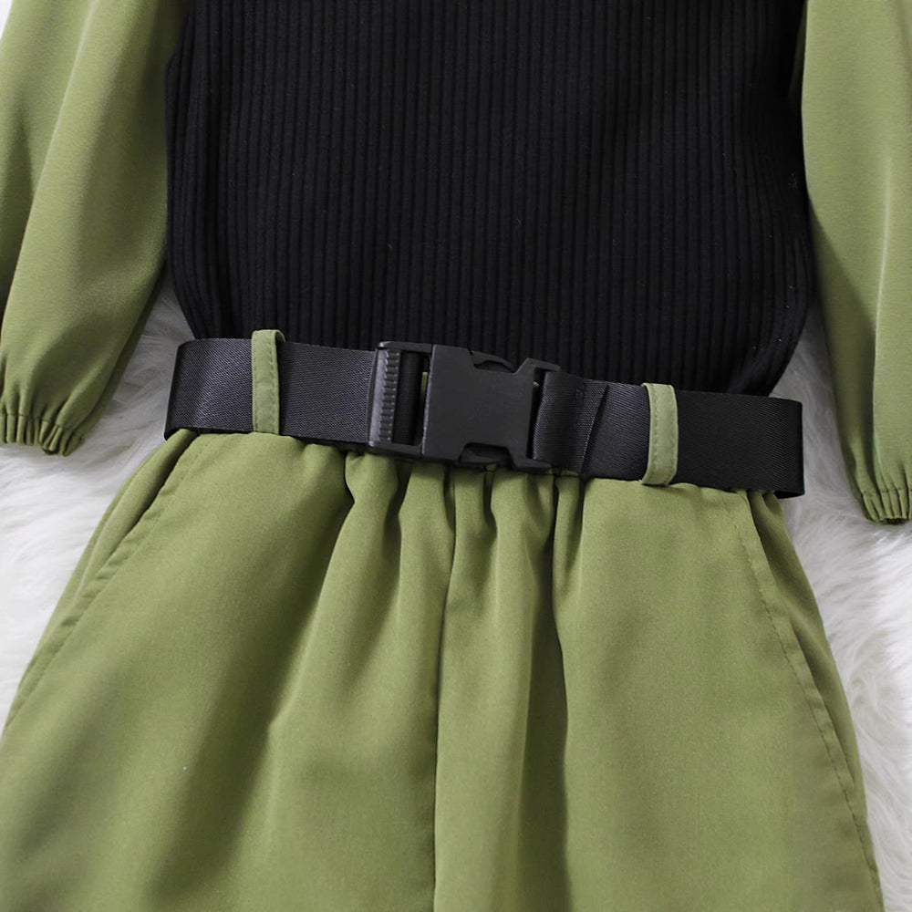 kidssuitautumnew arrivalworkwearlong sleevessuitcolorblock pit tops+pantssuit comes with belt