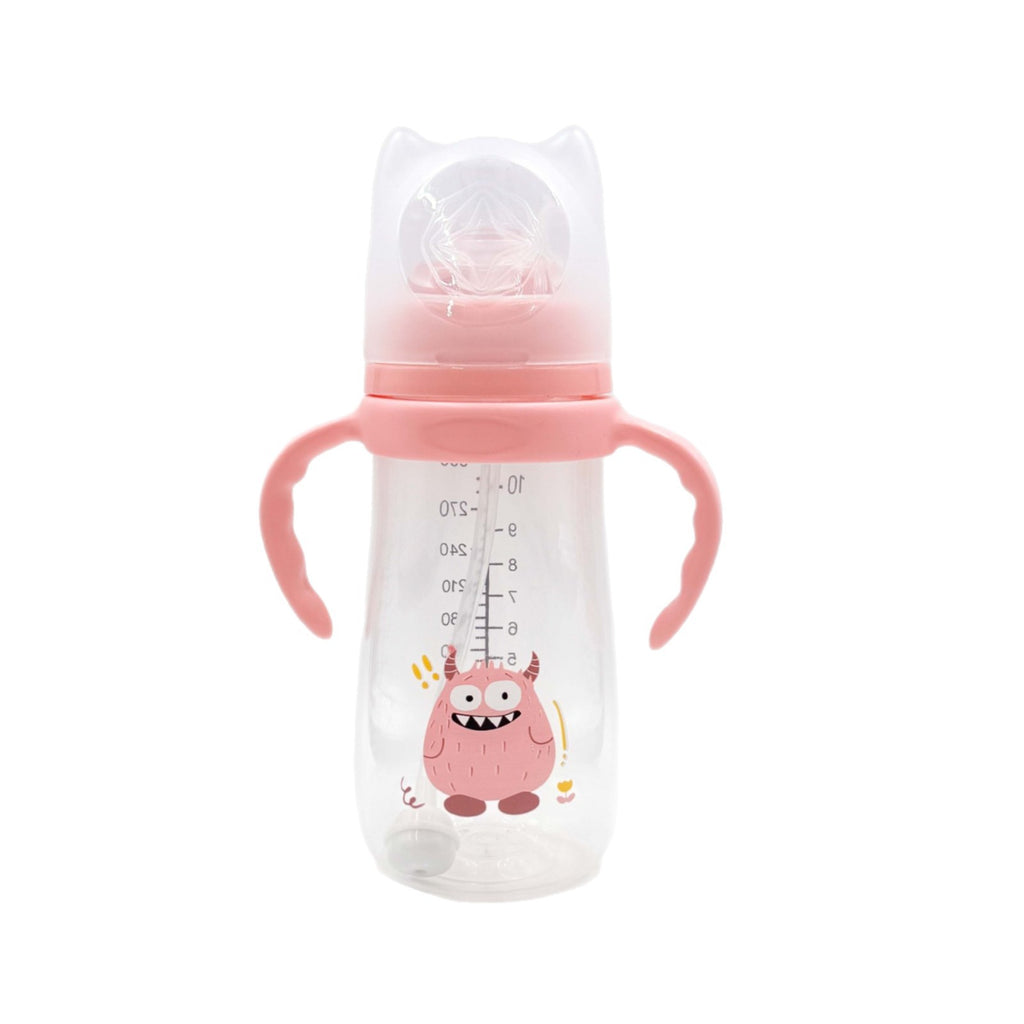 English boxed pacifier 210/240/300ml Monster series with handle PP bottle with straw