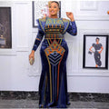supply fall and winterelegantwork clothing beading heavy industry hot diamond patchwork mesh high waist hip-covering mermaid dress