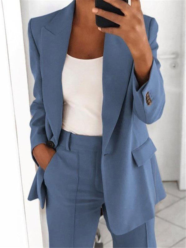 wish  2023 autumn new European and American fashion lapel slim cardigan temperament blazer women