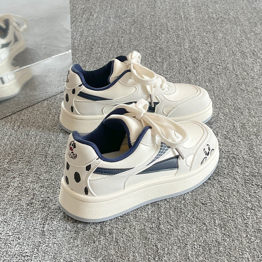 Korean style chunky platform sneakers - trendy, versatile, and unique white shoes for women - new spring 2026 collection - student bread shoes