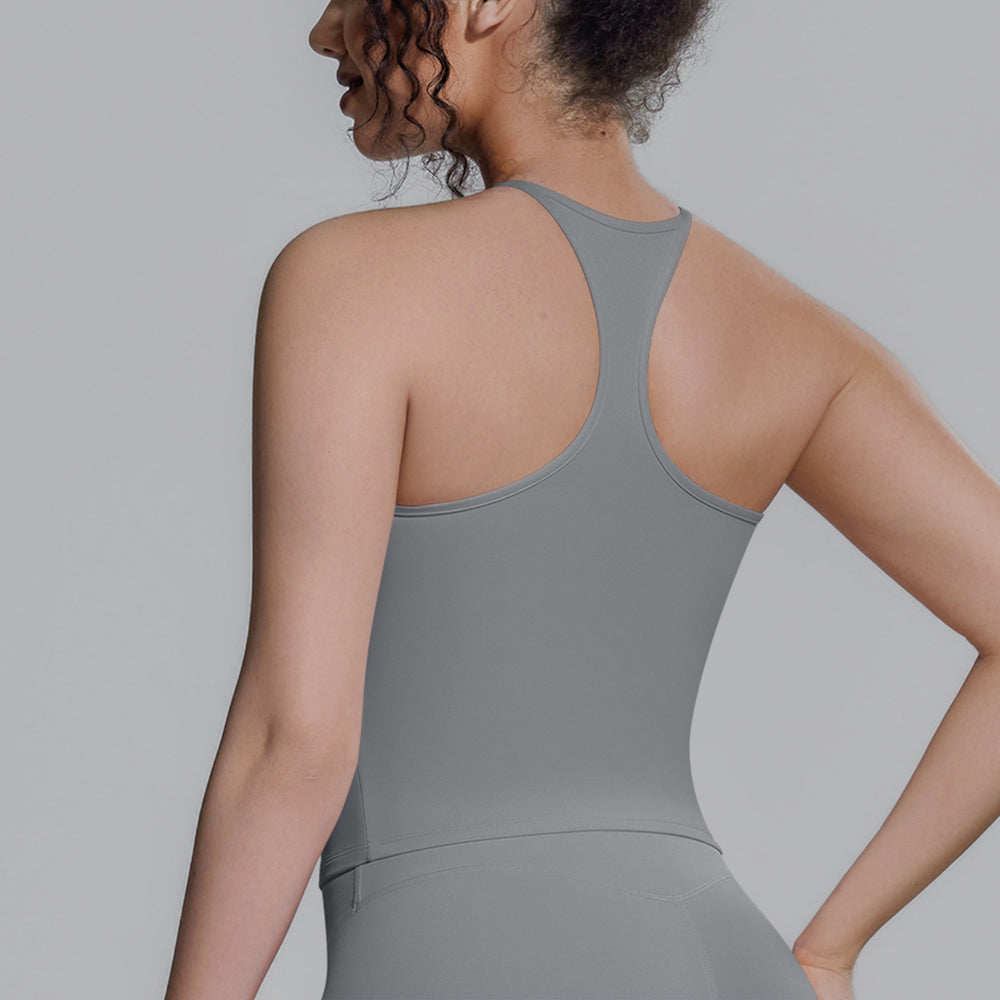 New arrival cross-border double-sided brocade pure color i-shaped beautiful back breathable tight vest sports running fitness yoga wear tops