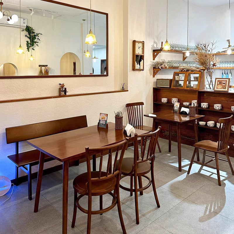 American retro cafe tables and chairs solid wood western restaurant chairs desserts milk tea shop Internet celebrity cake baking shop table