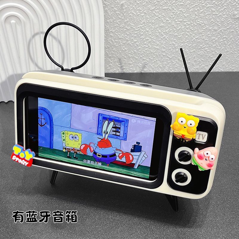 Vintage tv speaker - cute cartoon bluetooth speaker with phone stand - perfect for students & streaming
