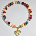 european and american bohemian colorful handmade beaded necklace for women - summer beach chic, versatile heart pendant jewelry