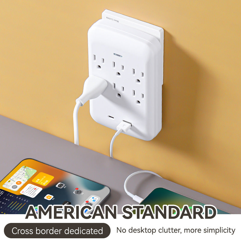 supply of american standard 110v converter socket usb+type-c fast charging strip socket slot expansion multi-hole